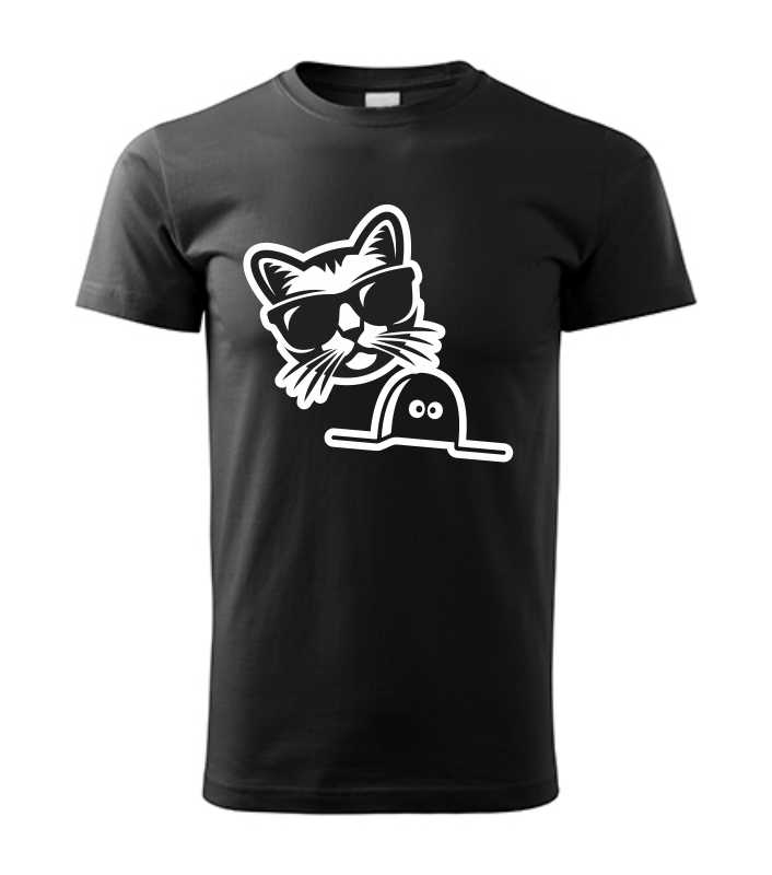 Vtipné pánske tričko s potlačou mačka a myš