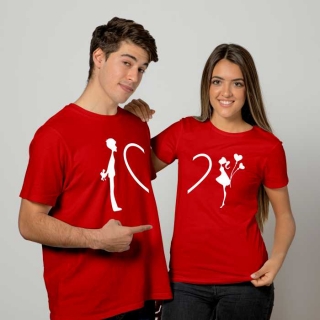 Párové tričká s potlačou Zaľúbenci a srdce